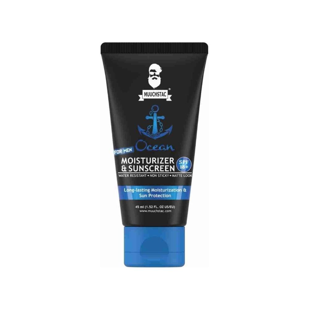 Muuchstac Men’s Ocean Moisturizer & Sunscreen Matte Look SPF 18+ Cream (45ml) – Non-Sticky & Water Resistant Face Cream with Turmeric & Aloe Vera Beads | Buy Online in Bangladesh - Image 2